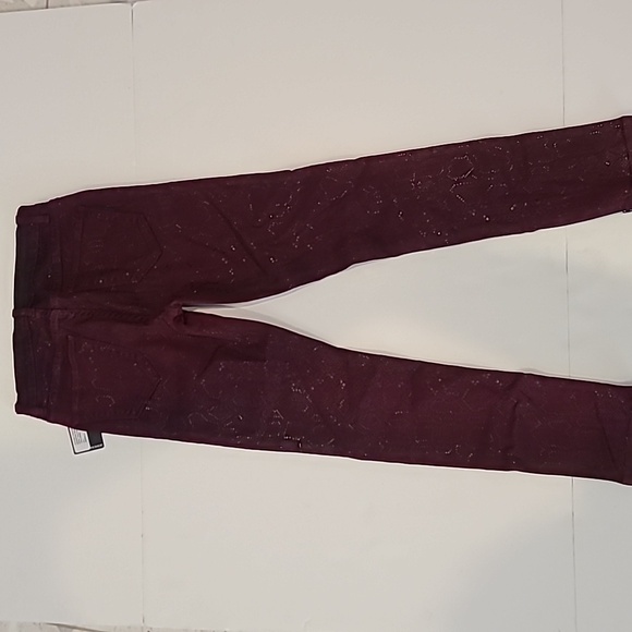 NWT Kasil Wine Colored Coated Print Jeans - Picture 2 of 5